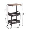 3-Tier Rolling Storage Trolley with Wooden Top