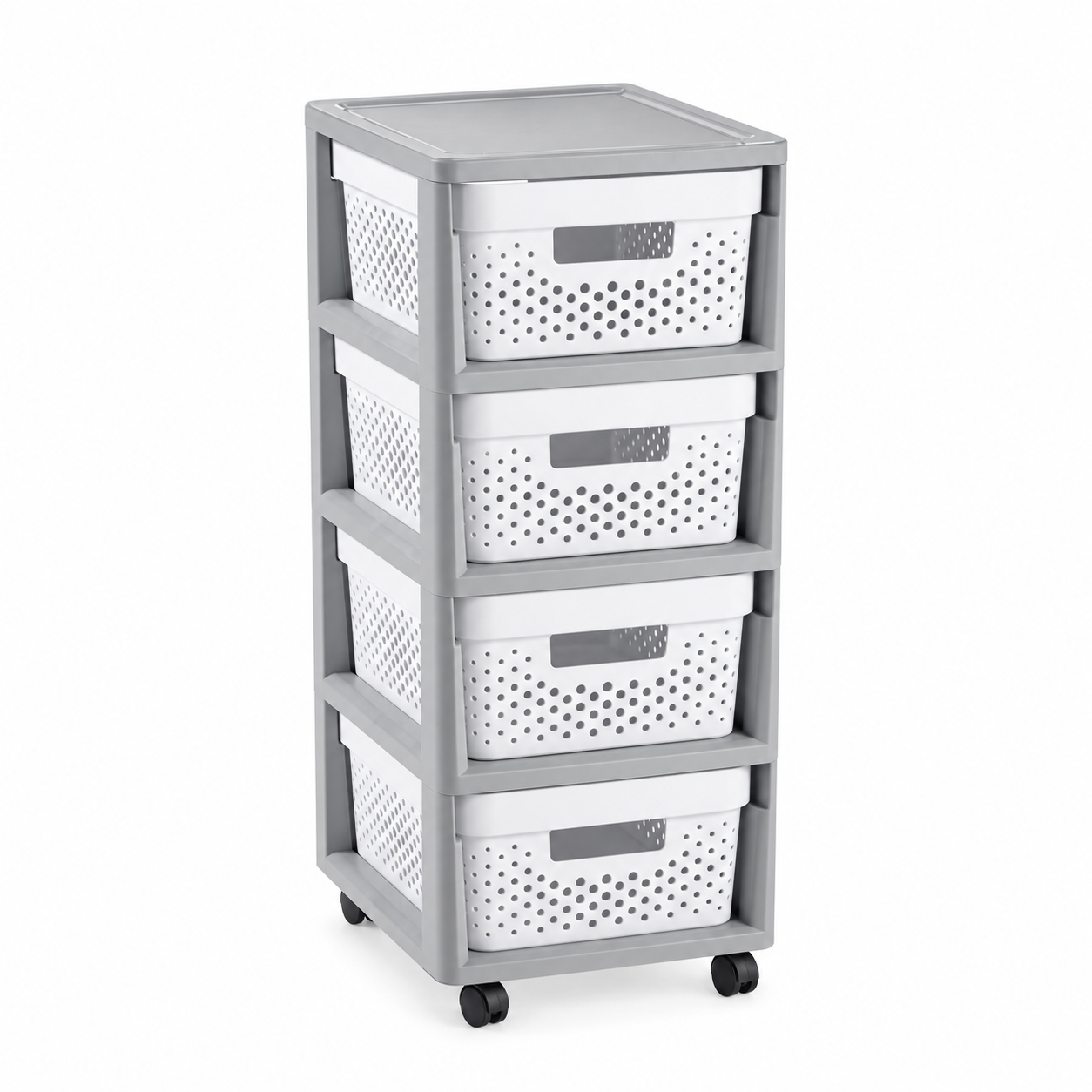 4-Drawer Mobile Storage Cabinet with Removable Baskets