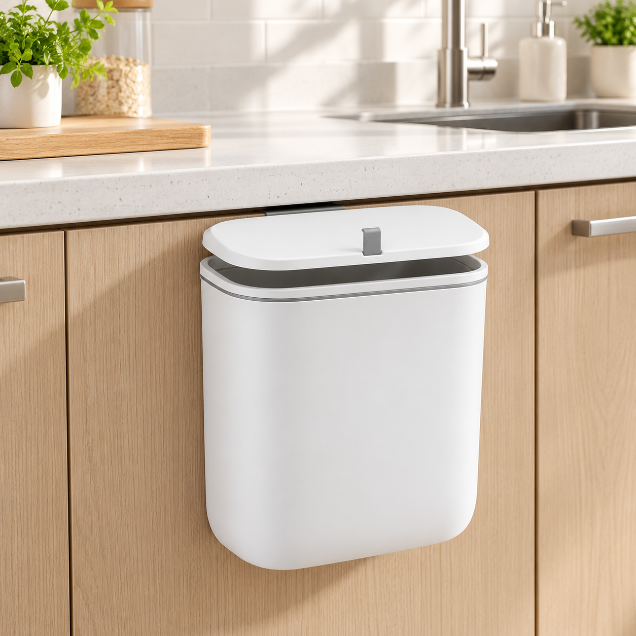 Wall-Mounted Kitchen Trash Can with Lid