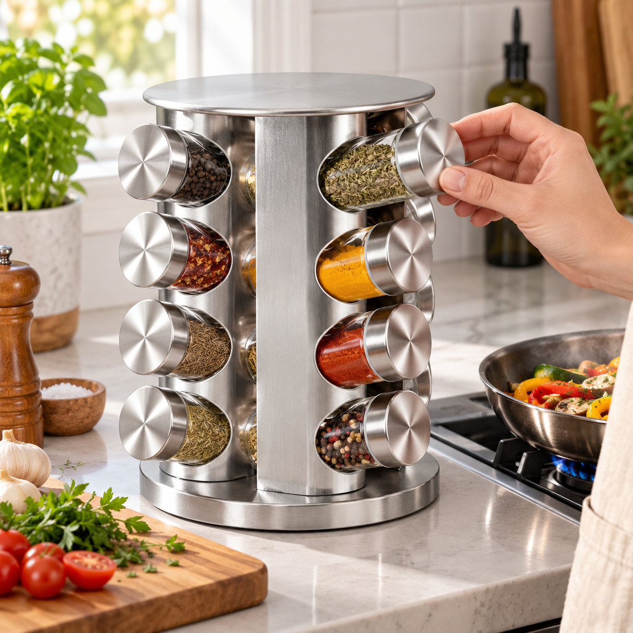 360° Rotating 12-Jar Spice Rack