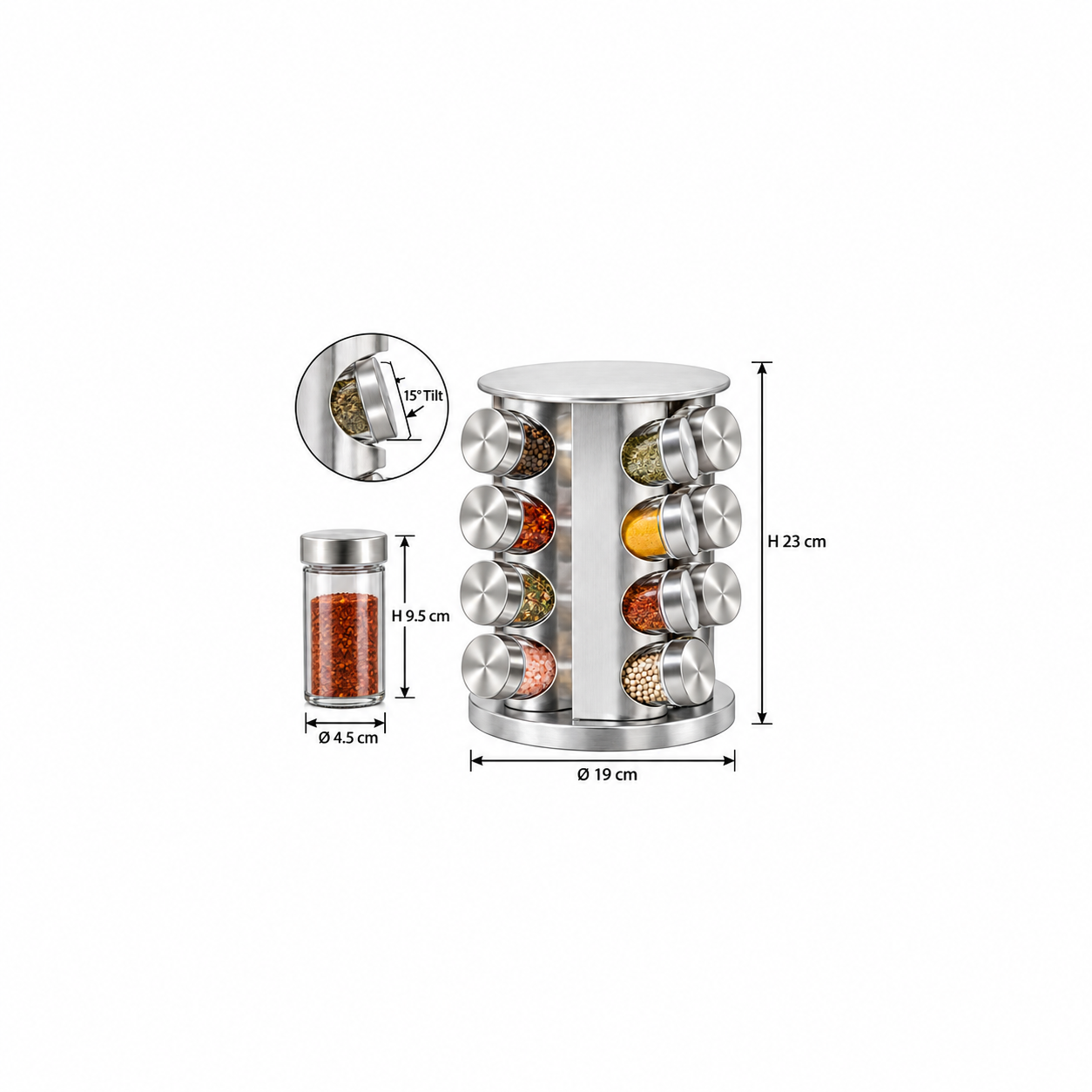 360° Rotating 12-Jar Spice Rack