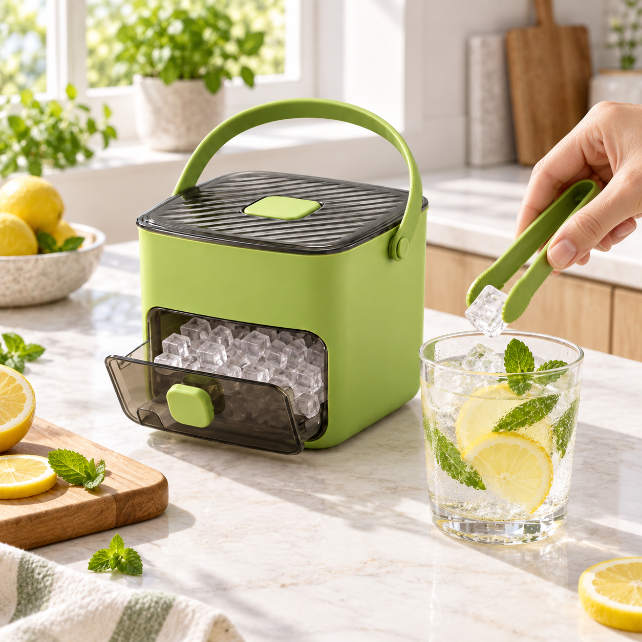 48 Grid Press Ice Cube Maker with Lid & Storage Box