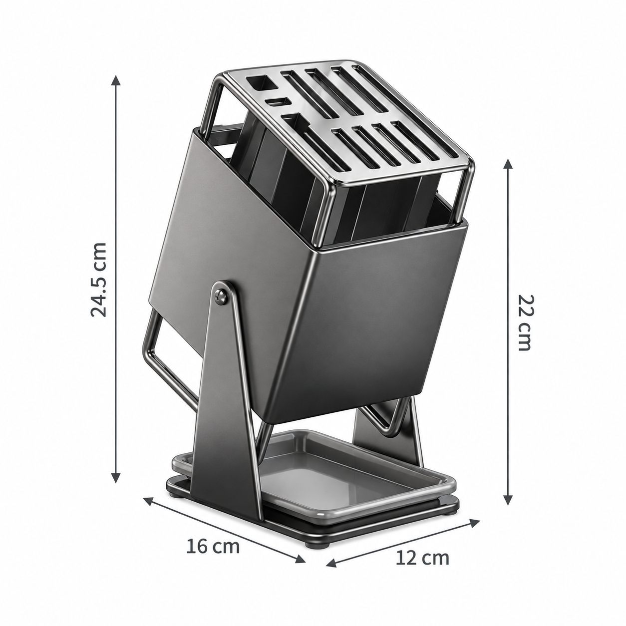 30° Rotating Knife & Cutlery Organizer with Drainage Tray