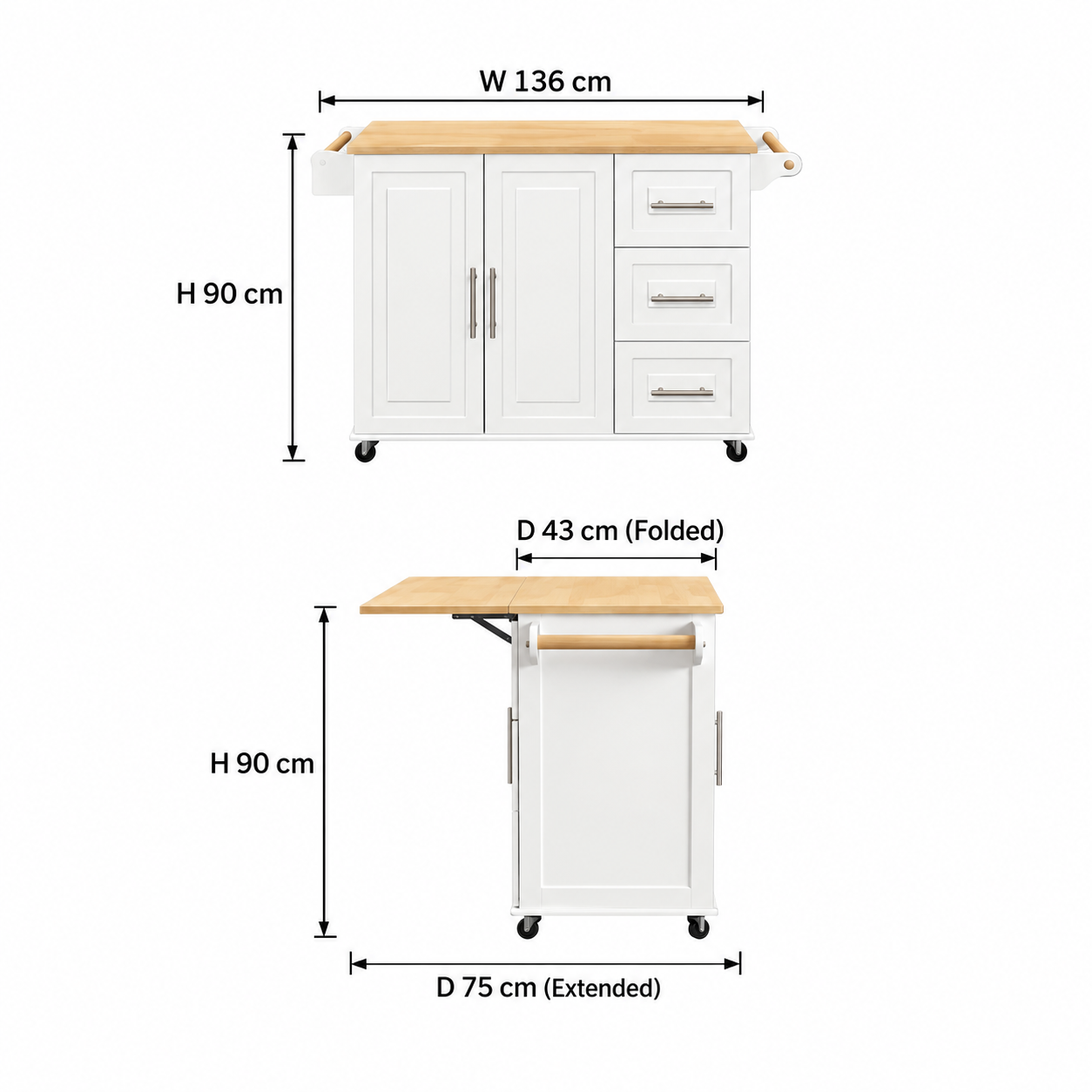 Expandable Mobile Kitchen Island