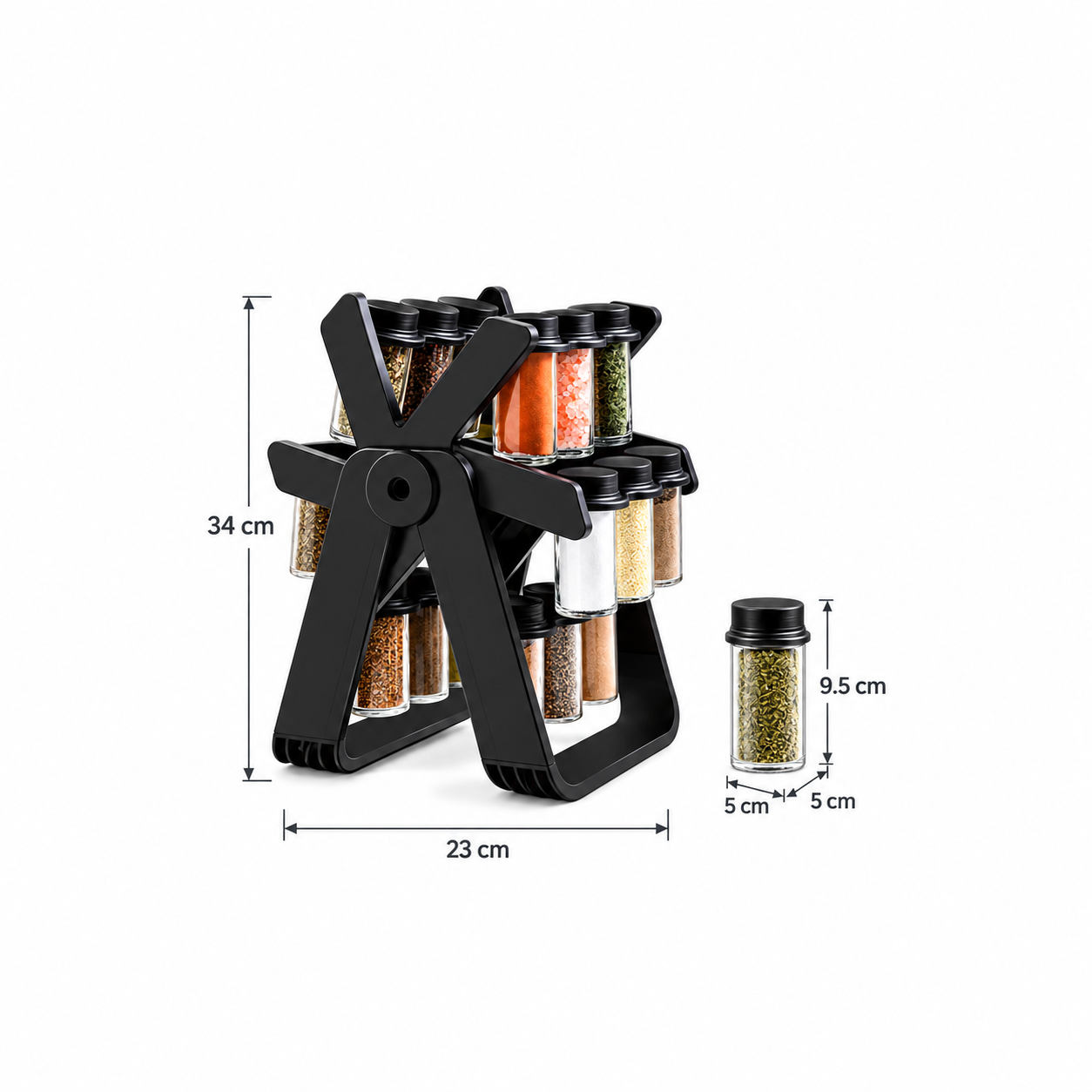 18-Bottle 360° Rotating Spice Rack Organizer