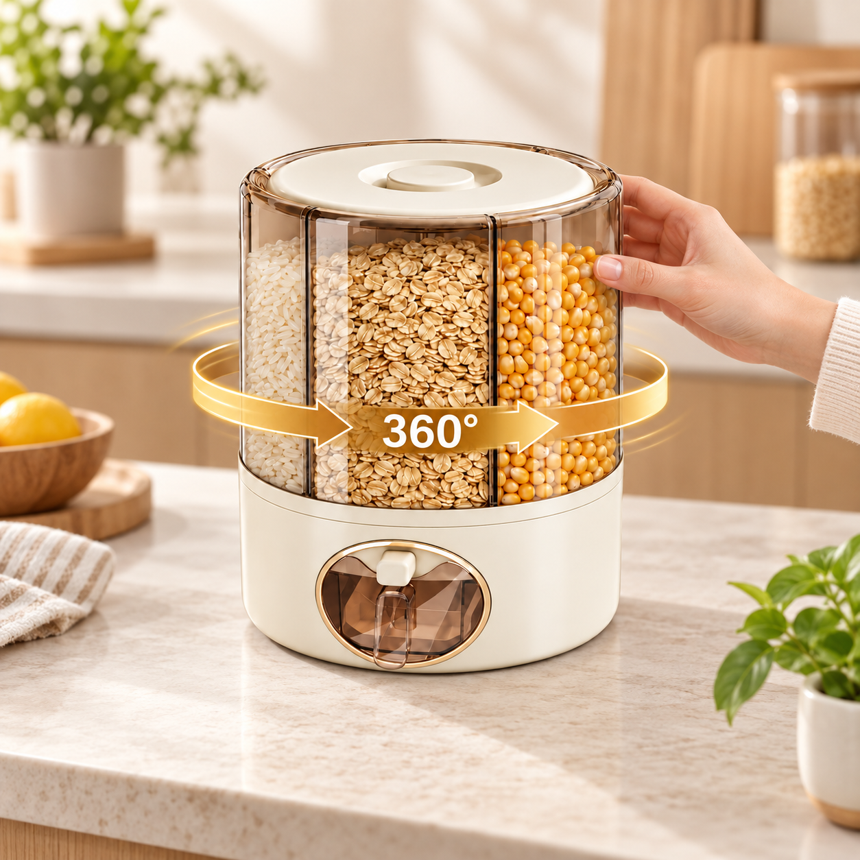 6-Compartment Rotating Grain Dispenser