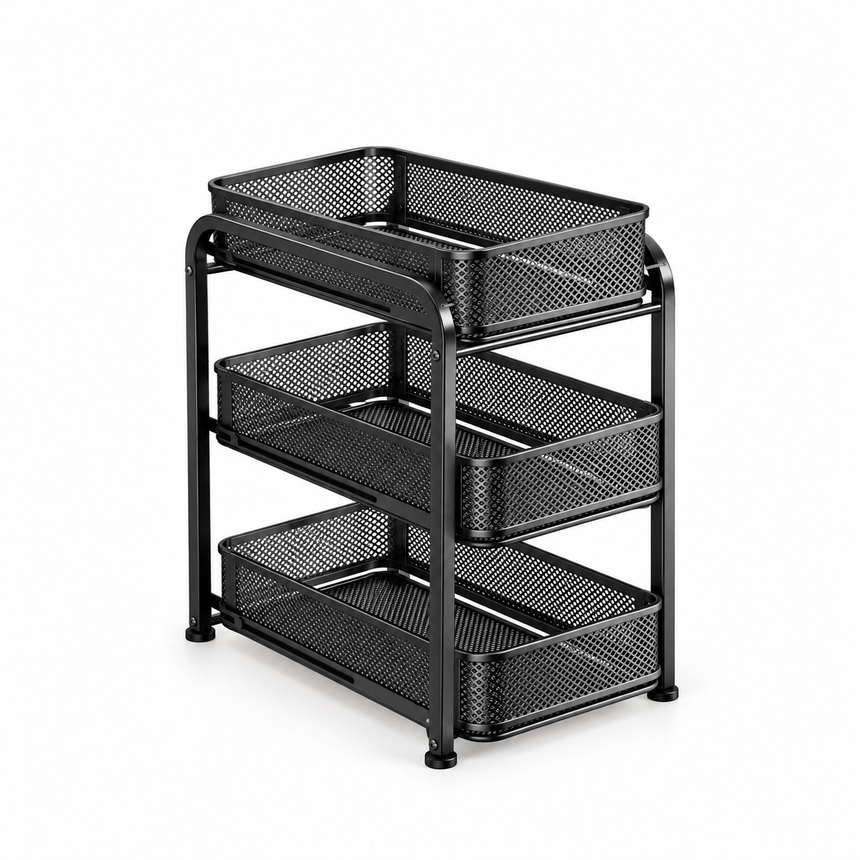 3-Tier Sliding Mesh Storage Rack