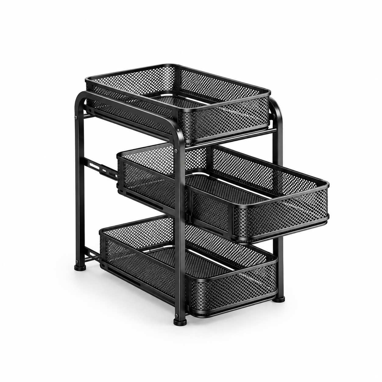 3-Tier Sliding Mesh Storage Rack