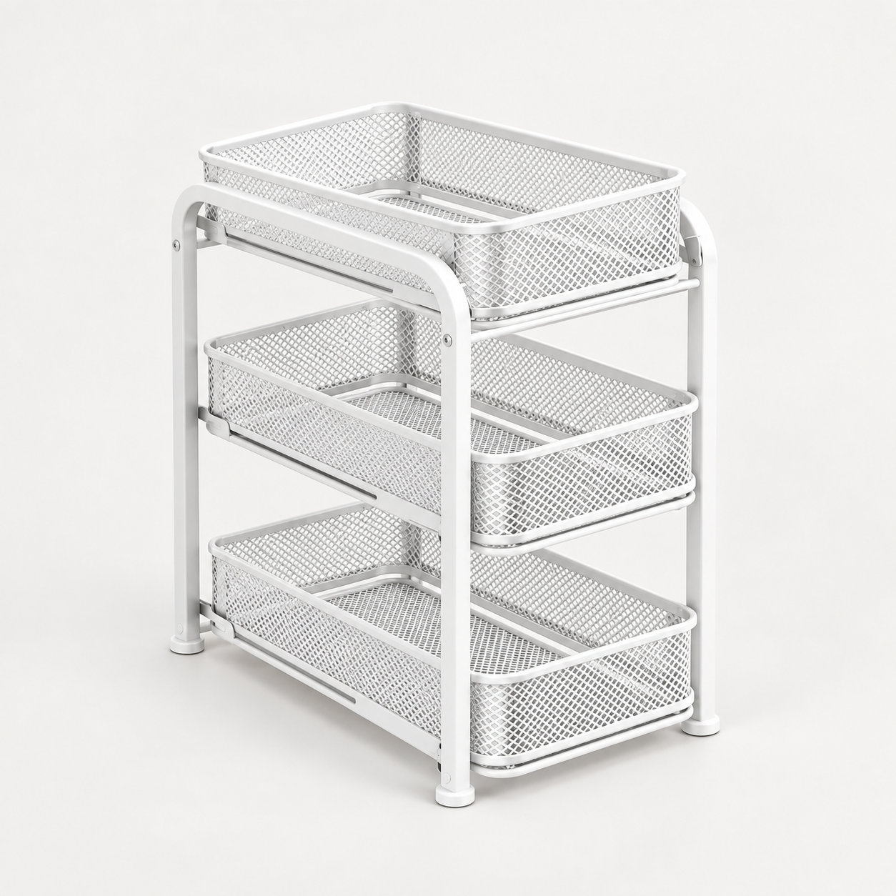3-Tier Sliding Mesh Storage Rack