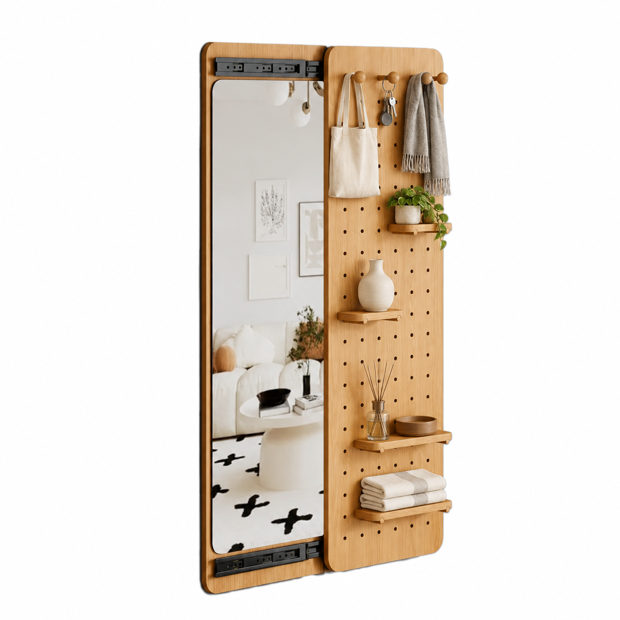 Pegboard with Hidden Mirror