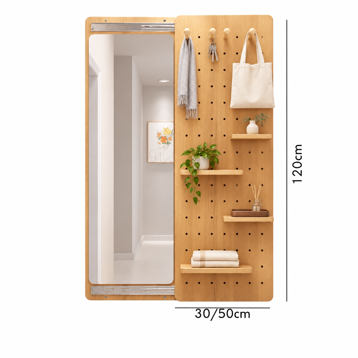 Pegboard with Hidden Mirror