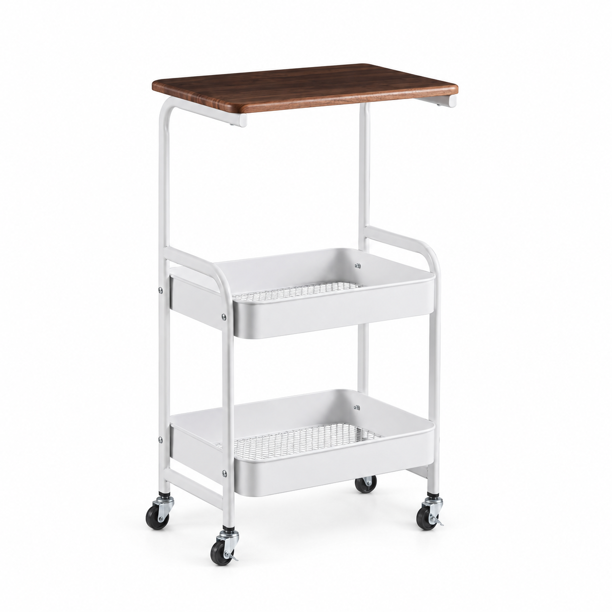 3-Tier Rolling Storage Trolley with Wooden Top