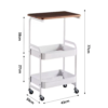 3-Tier Rolling Storage Trolley with Wooden Top