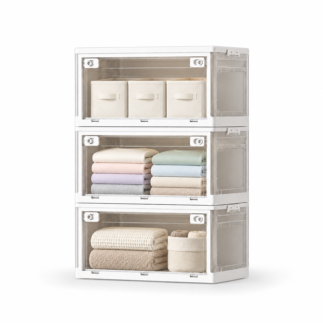 Foldable Stackable Clear-Front Storage Box